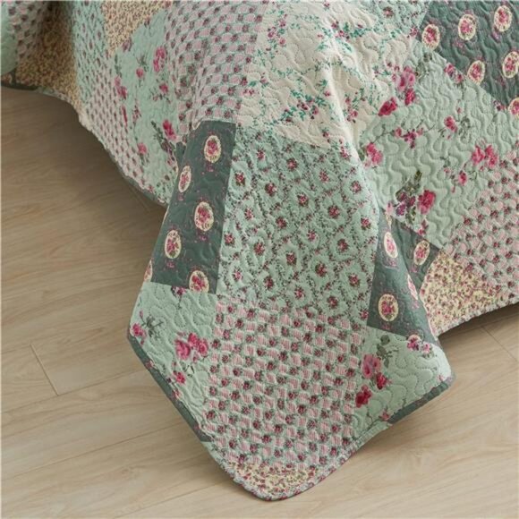 Quilt Set, 3-Piece Quilt Sets with 2 Pillow Shams - Boho Reversible Soft - Picture 3 of 7